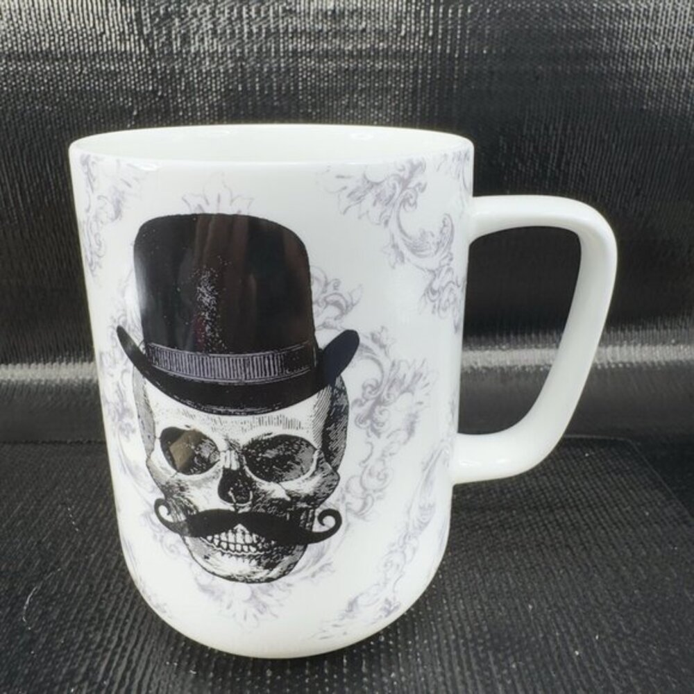 Portobello by Design Halloween Skull with Mustache and Top‎ Hat Coffee Mug Cup